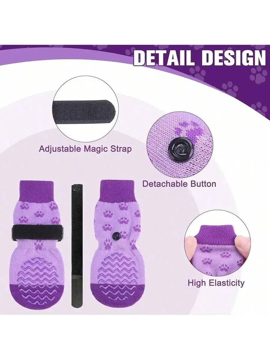 Dog Booties Paw Protector - 6Pcs Anti Slip Dog Socks To