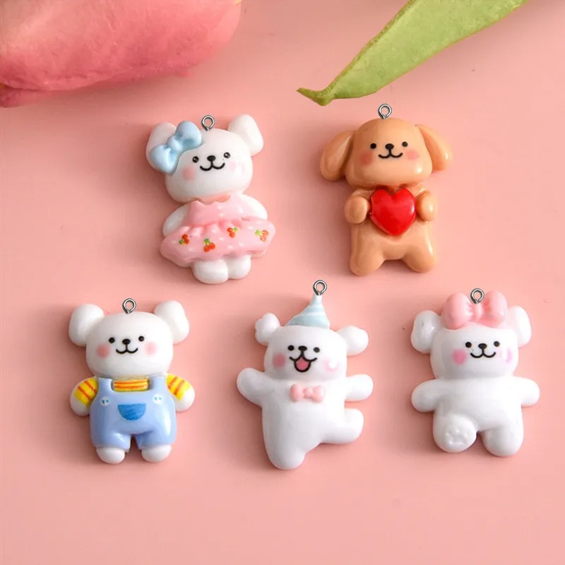Pet Supplies Store - 10pcs Cartoon Dog Resin Charms Keyring