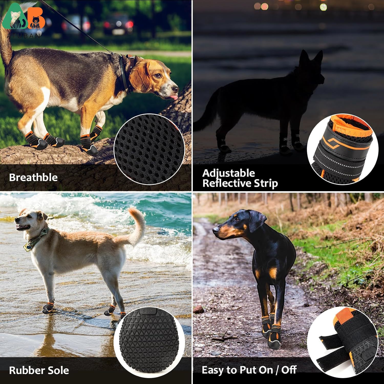 ATUBAN Dog Shoes for Dogs Anti - огляд і ціна Dog Booties Paw Protector